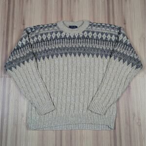 Vintage Old Glory Chunky Crewneck Sweater Mens Size Large Wool Blend USA 90s